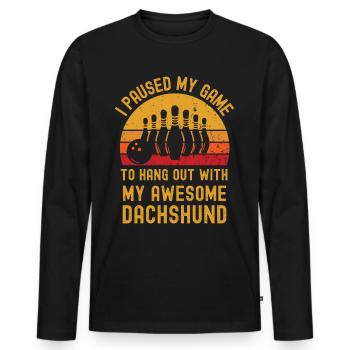Bowling und Dackel - Männer Premium Bio Langarmshirt - Schwarz - Vorne - Nico (187cm)