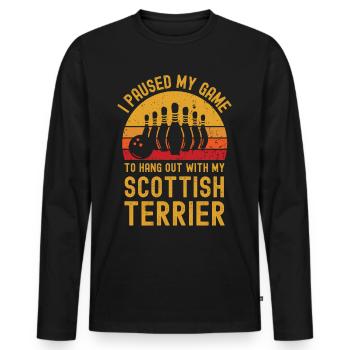 Bowling and Scottish-Terrier - Men's Premium Organic Long Sleeve Shirt - black - Front - Nico (187cm)