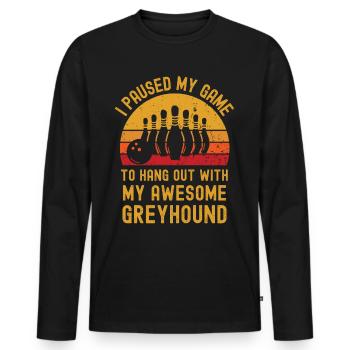Bowling und Greyhound - Männer Premium Bio Langarmshirt - Schwarz - Vorne - Nico (187cm)