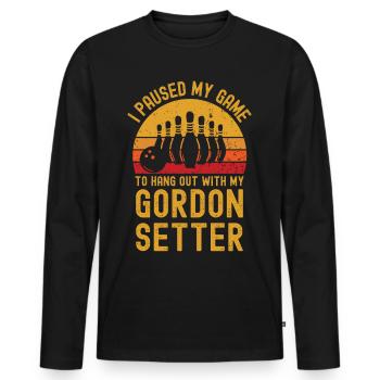 Bowling et Gordon-Setter - T-shirt manches longues Premium bio Homme - noir - Devant - Nico (187cm)