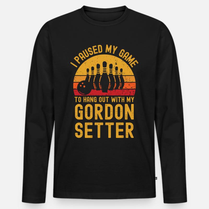 Bowling und Gordon-Setter - Männer Premium Bio Langarmshirt - Schwarz