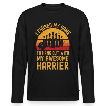 Bowling und Harrier - Männer Premium Bio Langarmshirt - Schwarz - Vorne - Nico (187cm)