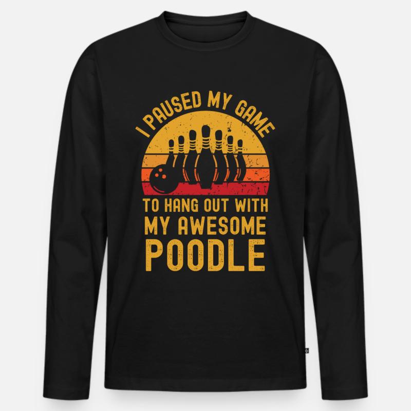 Bowling und Pudel - Männer Premium Bio Langarmshirt - Schwarz