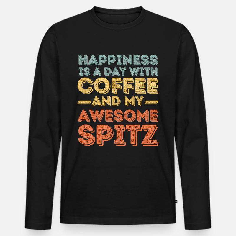 Spitz Kaffee Hund Cafe - Männer Premium Bio Langarmshirt - Schwarz