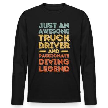 Chauffeur de camion plongeant rétro - T-shirt manches longues Premium bio Homme - noir - Devant - Nico (187cm)
