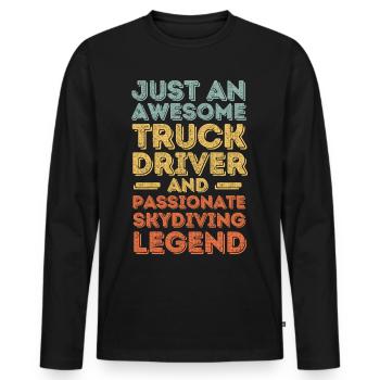 Chauffeur de camion parachutisme rétro - T-shirt manches longues Premium bio Homme - noir - Devant - Nico (187cm)