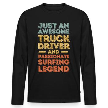 Truck drivers surf retro - Men's Premium Organic Long Sleeve Shirt - black - Front - Nico (187cm)