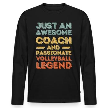 Entraîneur Volleyball rétro - T-shirt manches longues Premium bio Homme - noir - Devant - Nico (187cm)