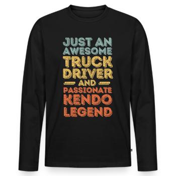 Truck driver Kendo retro - Men's Premium Organic Long Sleeve Shirt - black - Front - Nico (187cm)