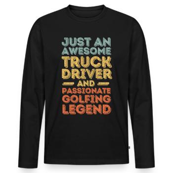 Truck driver golfing retro - Men's Premium Organic Long Sleeve Shirt - black - Front - Nico (187cm)