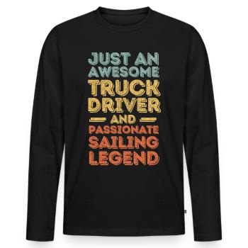 Truck driver sailing retro - Men's Premium Organic Long Sleeve Shirt - black - Front - Nico (187cm)