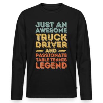 Truck driver table tennis retro - Men's Premium Organic Long Sleeve Shirt - black - Front - Nico (187cm)