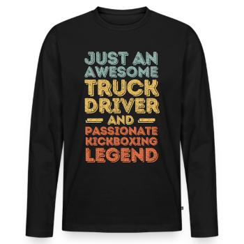 LKW-Fahrer Kickboxen retro - Männer Premium Bio Langarmshirt - Schwarz - Vorne - Nico (187cm)