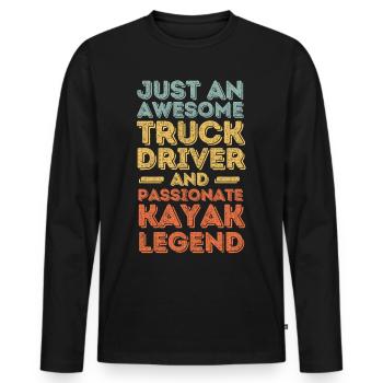 Truck driver kayak retro - Men's Premium Organic Long Sleeve Shirt - black - Front - Nico (187cm)