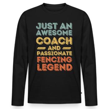Trainer Fechten retro - Männer Premium Bio Langarmshirt - Schwarz - Vorne - Nico (187cm)
