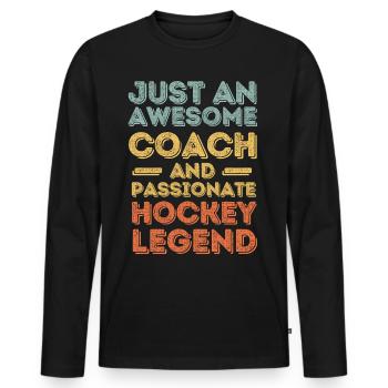 Coach Hockey retro - Men's Premium Organic Long Sleeve Shirt - black - Front - Nico (187cm)