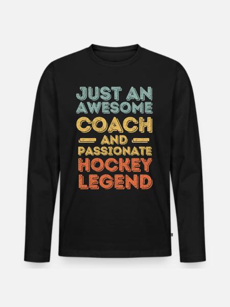 Trainer Hockey retro - Männer Premium Bio Langarmshirt - Schwarz