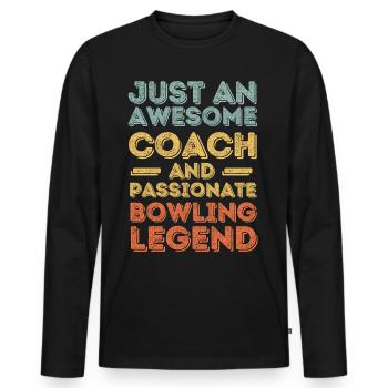 Entraîneur Bowling rétro - T-shirt manches longues Premium bio Homme - noir - Devant - Nico (187cm)