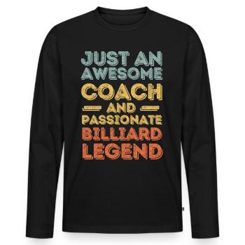Trainer Billard retro - Männer Premium Bio Langarmshirt - Schwarz - Vorne - Nico (187cm)