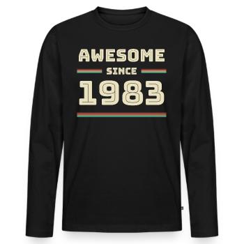 1983 Année de naissance Année de construction Idée cadeau - T-shirt manches longues Premium bio Homme - noir - Devant - Nico (187cm)