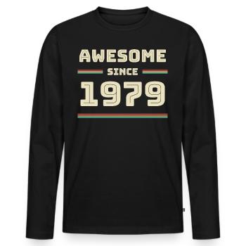 1979 Jahrgang Geburtsjahr Baujahr Geschenkidee - Männer Premium Bio Langarmshirt - Schwarz - Vorne - Nico (187cm)