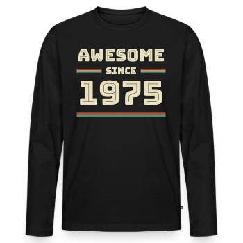 1975 Année de naissance Année de construction Idée cadeau - T-shirt manches longues Premium bio Homme - noir - Devant - Nico (187cm)