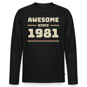 1981 Année de naissance Année de construction Idée cadeau - T-shirt manches longues Premium bio Homme - noir - Devant - Nico (187cm)