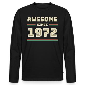 1972 Jahrgang Geburtsjahr Baujahr Geschenkidee - Männer Premium Bio Langarmshirt - Schwarz - Vorne - Nico (187cm)