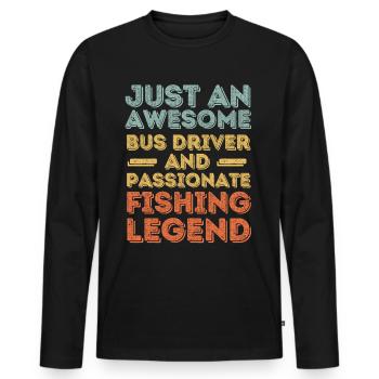 Bus driver fishing retro - Men's Premium Organic Long Sleeve Shirt - black - Front - Nico (187cm)