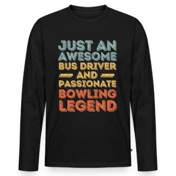 Bus driver bowling retro - Men's Premium Organic Long Sleeve Shirt - black - Front - Nico (187cm)