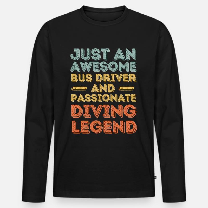 Busfahrer Tauchen retro - Männer Premium Bio Langarmshirt - Schwarz