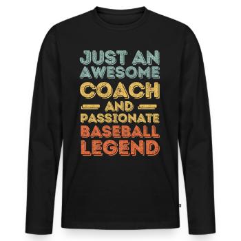 Entraîneur Baseball rétro - T-shirt manches longues Premium bio Homme - noir - Devant - Nico (187cm)
