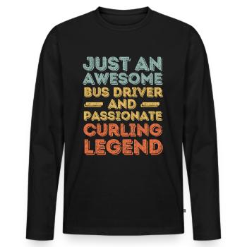 Bus driver curling retro - Men's Premium Organic Long Sleeve Shirt - black - Front - Nico (187cm)