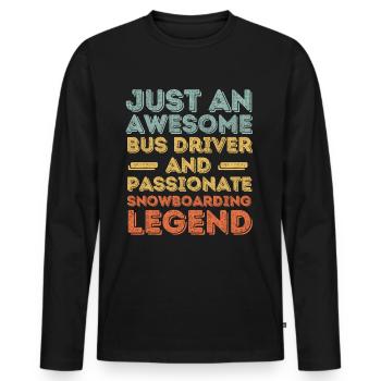 Chauffeur de bus snowboard rétro - T-shirt manches longues Premium bio Homme - noir - Devant - Nico (187cm)