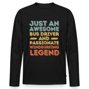 Bus driver windsurfing retro - Men's Premium Organic Long Sleeve Shirt - black - Front - Nico (187cm)