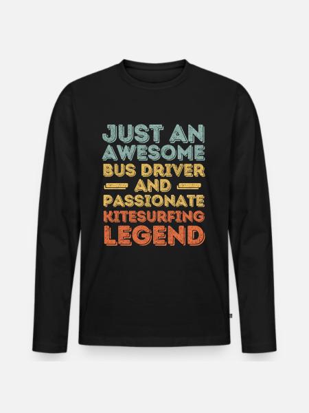 Bus driver kitesurfing retro - Men's Premium Organic Long Sleeve Shirt - black