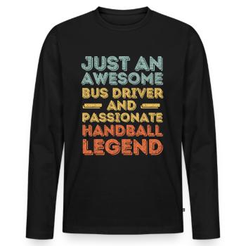 Bus driver handball retro - Men's Premium Organic Long Sleeve Shirt - black - Front - Nico (187cm)