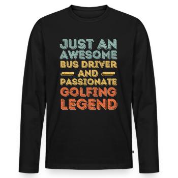Bus driver golfing retro - Men's Premium Organic Long Sleeve Shirt - black - Front - Nico (187cm)