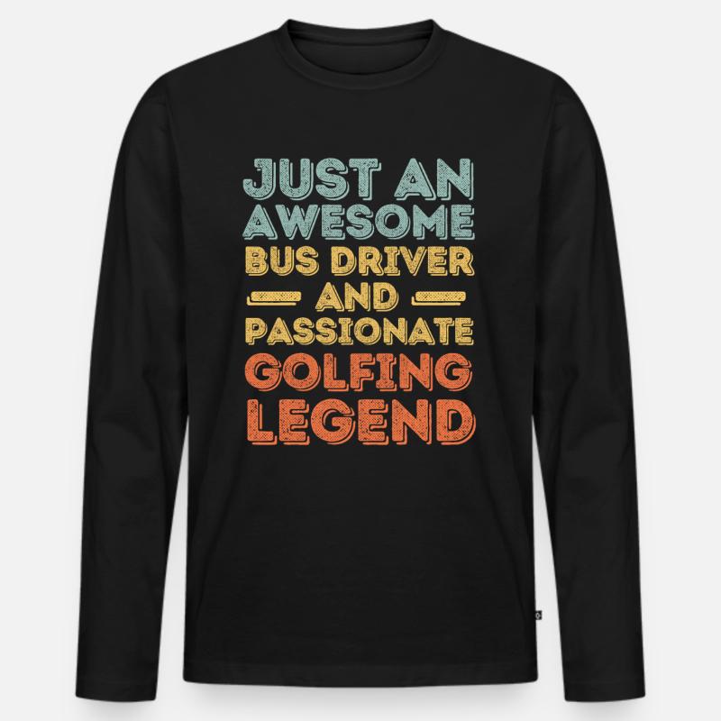 Busfahrer Golfen retro - Männer Premium Bio Langarmshirt - Schwarz