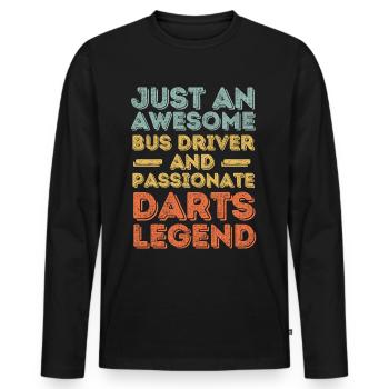 Bus driver Darts retro - Men's Premium Organic Long Sleeve Shirt - black - Front - Nico (187cm)