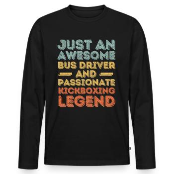 Busfahrer Kickboxen retro - Männer Premium Bio Langarmshirt - Schwarz - Vorne - Nico (187cm)