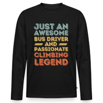 Bus driver climbing retro - Men's Premium Organic Long Sleeve Shirt - black - Front - Nico (187cm)