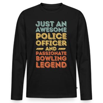 Policier Bowling rétro - T-shirt manches longues Premium bio Homme - noir - Devant - Nico (187cm)