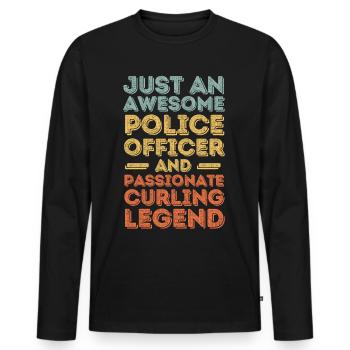 Policeman Curling retro - Men's Premium Organic Long Sleeve Shirt - black - Front - Nico (187cm)