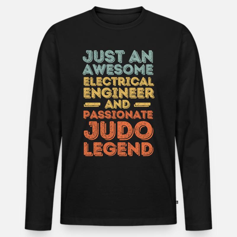 Elektroingenieur Judo retro - Männer Premium Bio Langarmshirt - Schwarz