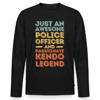 Policeman Kendo retro - Men's Premium Organic Long Sleeve Shirt - black - Front - Nico (187cm)