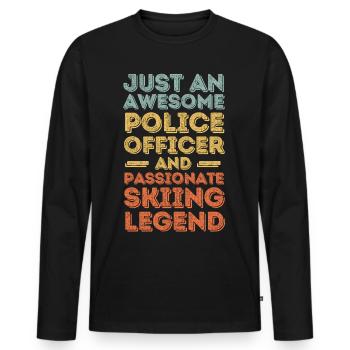 Policeman skiing retro - Men's Premium Organic Long Sleeve Shirt - black - Front - Nico (187cm)