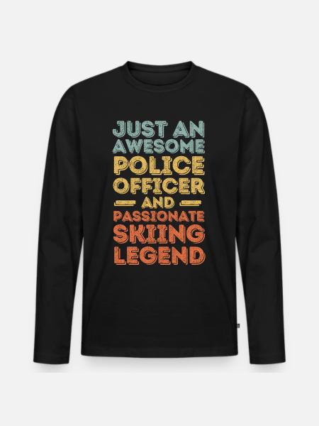 Policeman skiing retro - Men's Premium Organic Long Sleeve Shirt - black