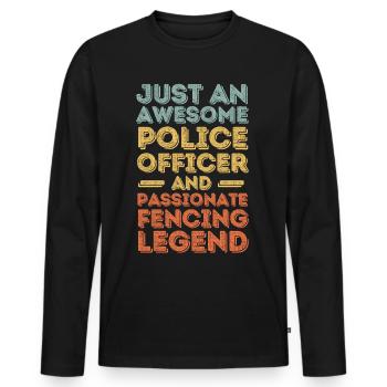 Policeman fencing retro - Men's Premium Organic Long Sleeve Shirt - black - Front - Nico (187cm)