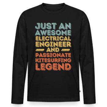 Electrical engineer kitesurfing retro - Men's Premium Organic Long Sleeve Shirt - black - Front - Nico (187cm)